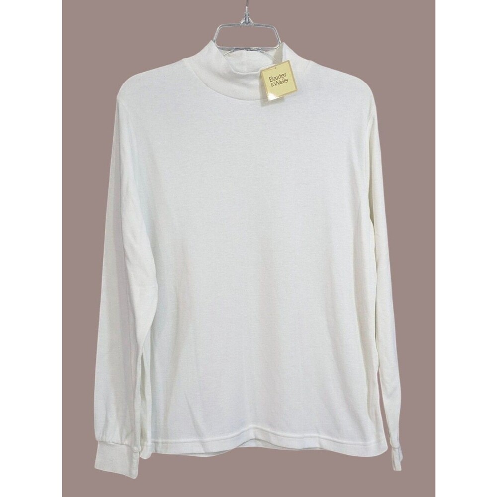 NEW Baxter & Wells White Mock Turtleneck Tee - Size Large Womens